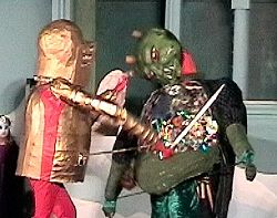 Knight decapitates monster